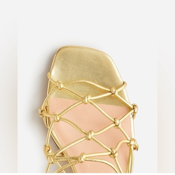 J Crew Zadie knotted lace-up kitten heels in metallic leather CA041 NEW - Picture 2 of 7